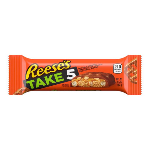 Reese's Take 5 Pretzels, Caramel, Peanuts, Peanut Butter and Chocolate Candy Bar 1.5 oz (Pack of 18)