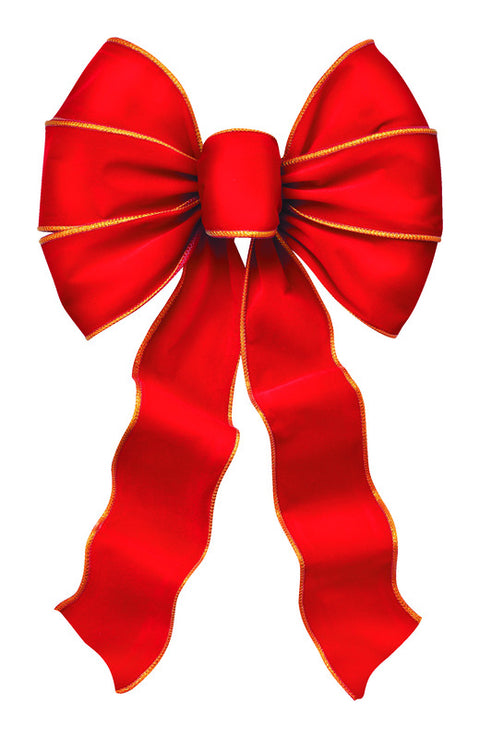 Holiday Trims Red/Gold 7 Loop Christmas Bow 10 inch in. (Pack of 12)