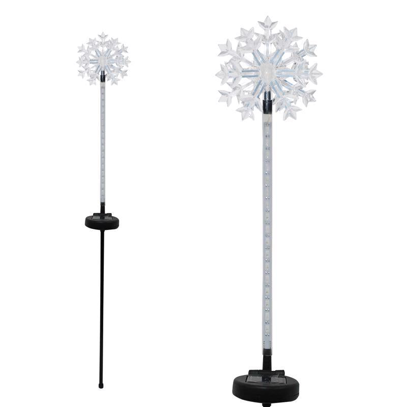 Alpine LED Solar Snowflake Garden Stake 33 in. Pathway Decor (Pack of 12)