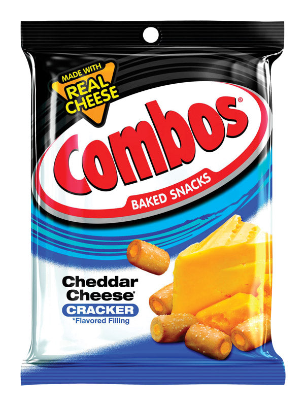 Combos Baked Snacks Cheddar Cheese Filled Crackers 6.3 oz Packet (Pack of 12)