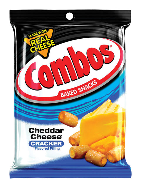 Combos Baked Snacks Cheddar Cheese Filled Crackers 6.3 oz Packet (Pack of 12)