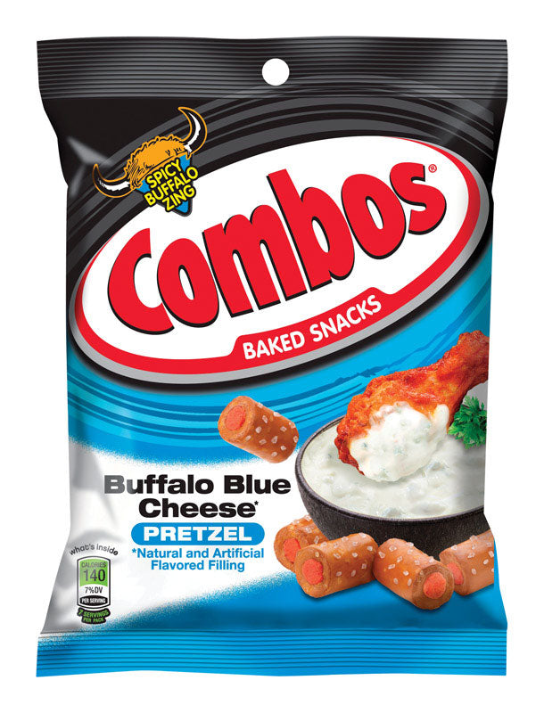 Combos Baked Snacks Buffalo Blue Cheese Filled Pretzels 6.3 oz Bagged (Pack of 12)