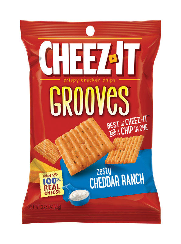 Cheez-It Grooves Zesty Cheddar Ranch Crackers 3.25 oz Pegged (Pack of 6)