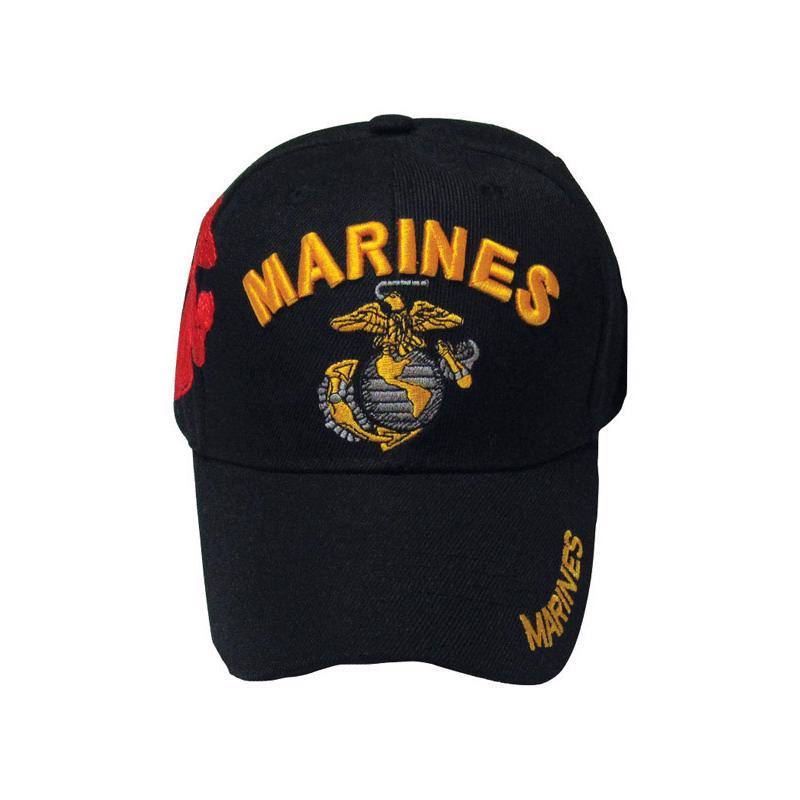 JWM U.S. Marines Logo Baseball Cap Black One Size Fits All (Pack of 6)