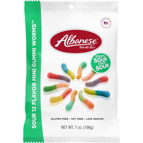 Albanese Fruit Flavors Sour Gummie Candy 7 oz (Pack of 12)