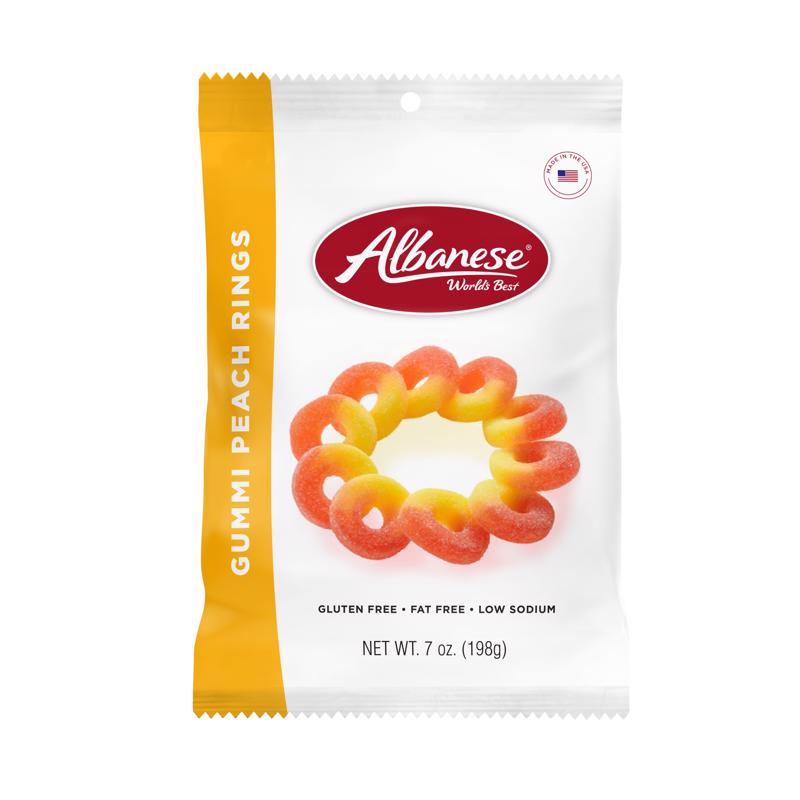 Albanese Rings Peach Gummi Candy 7 oz (Pack of 12)