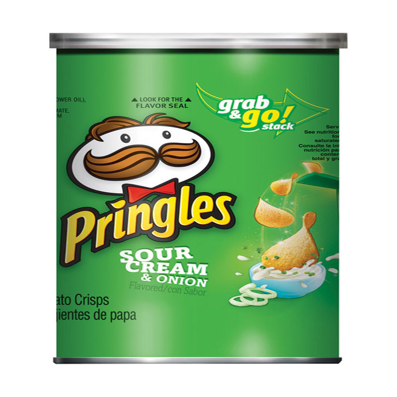 Pringles Sour Cream & Onion Chips 2.5 oz Can (Pack of 12)