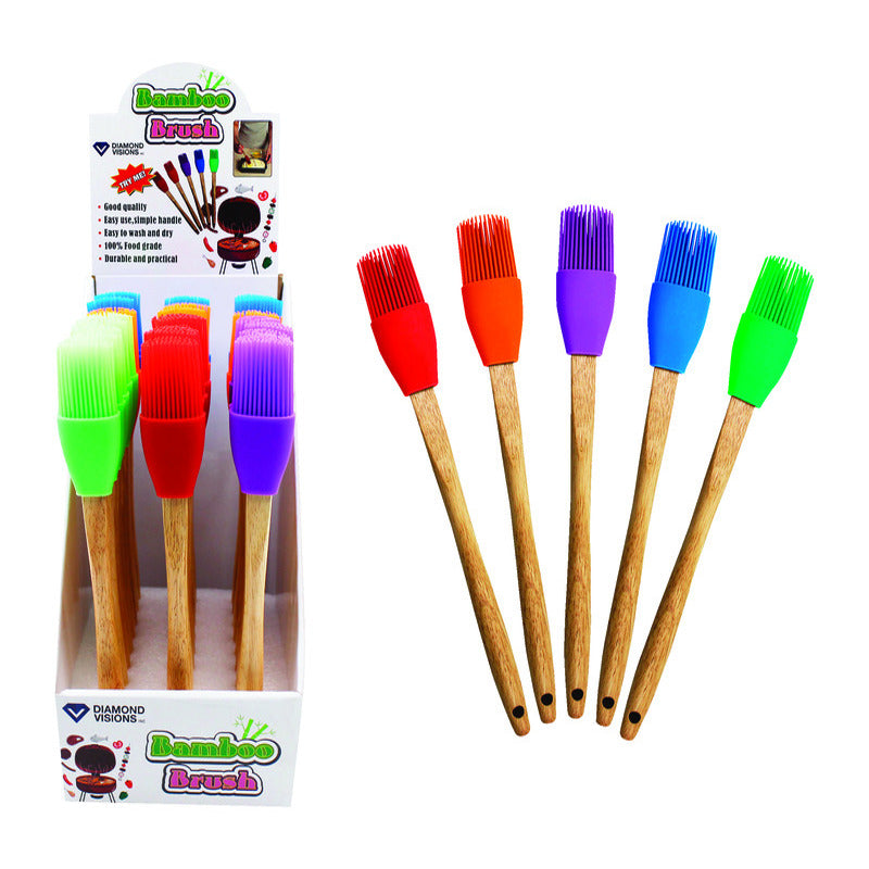 Home Plus Assorted Bamboo/Silicone Basting Brush (Pack of 24)
