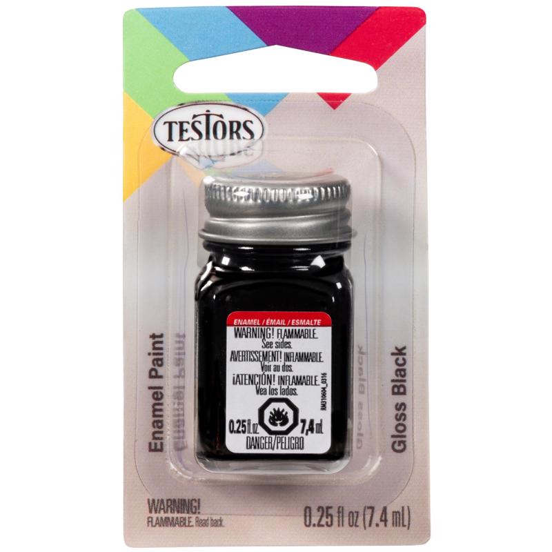 Testors Gloss Black Hobby Paint 0.25 oz (Pack of 6)