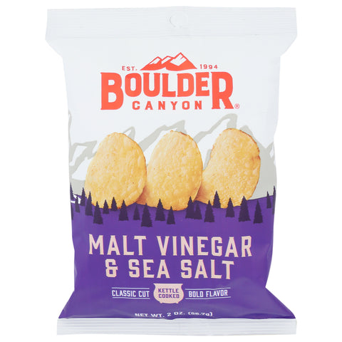 Boulder Canyon Malt Vinegar and Sea Salt Kettle Cooked Potato Chips 2 oz Pegged (Pack of 8)