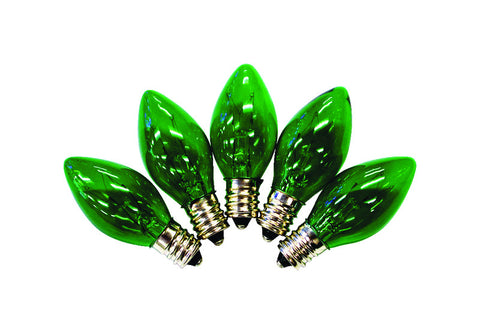 Bombillas de repuesto incandescentes C7 verdes Holiday Bright Lights Inc., 25 unidades, para luces navideñas, 0,08 pies