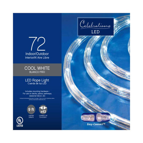 Celebrations LED Cool White 72 ct Rope Christmas Lights 9 ft.