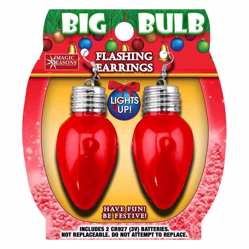 Magic Seasons Christmas Big Bulb Flashing Earrings Plastic 1 pk (Pack of 12)