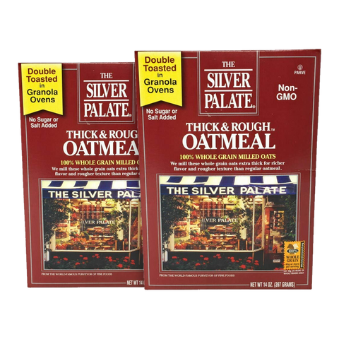 The Silver Palate Thick & Rough Oatmeal, 100% Whole Grain Milled Oats, Double Toasted, No Sugar or Salt Added, Non-GMO, 14 oz Box (2 Pack)
