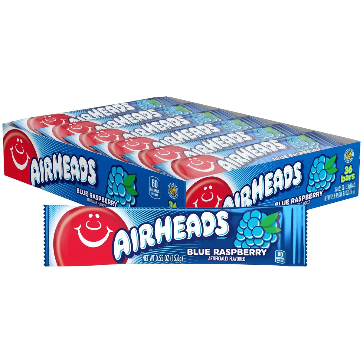 Airheads Candy Bars, 0.55 oz Singles, 36 Count, Assorted Fruit Flavors, Chewy Candy Bars, Bulk Candy
