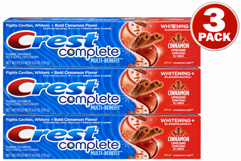 Crest Whitening Expressions Fluoride Anticavity Toothpaste, Cinnamon Rush, 6 oz Each, 3 Pack, Whitening Toothpaste for Everyday Oral Care