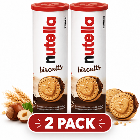 Nutella Biscuits, 166g (5.9 oz) Tube, 2 Pack, Crispy Cookies with Creamy Hazelnut Cocoa Filling, Crunchy Biscuit Snacks
