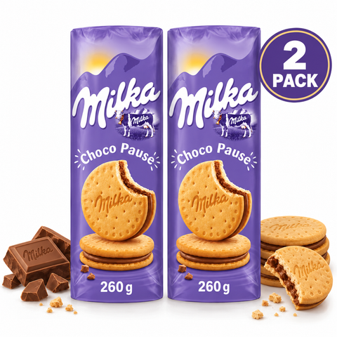 Milka Choco Pause Biscuits, 260g (9.17 oz), 2 Pack, Chocolate-Covered Biscuits with Milk Chocolate