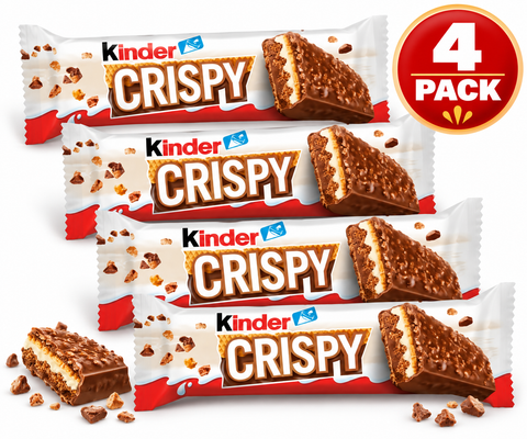 Kinder Crispy Milk Chocolate Wafer, 34g (1.2 oz), 4 Pack, Crispy Wafer with Milk Chocolate