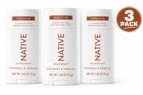 Native Deodorant, Coconut & Vanilla, 2.65 oz Each, 3 Pack, Deodorant for Everyday Use