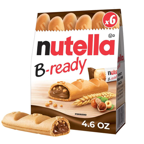 Nutella B-ready Crispy Wafer Bars Filled with Nutella Hazelnut Spread, Individually Wrapped Snack, 6 Count, 4.6 oz Box