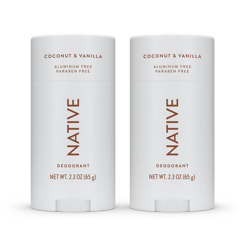 Native Deodorant, Coconut & Vanilla, 2.65 oz Each, 2 Pack, Deodorant for Everyday Use