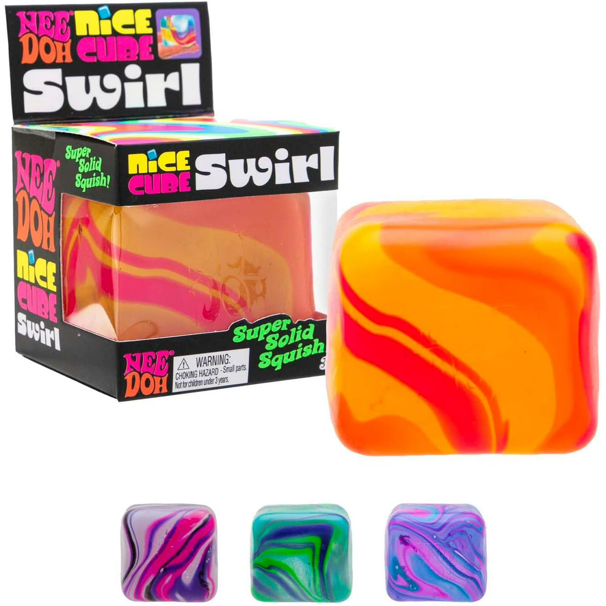 NeeDoh Nice Cube Swirl Fidget Toy – Assorted Colors, 2.25"