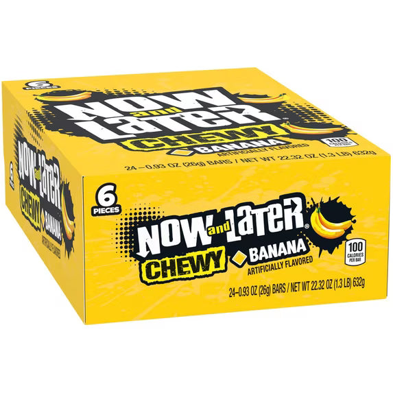 Now and Later Chewy Candy, Assorted Flavors, 0.93 Ounce Bars (Pack of 24)
