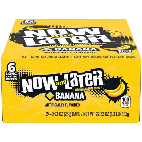 Now and Later Chewy Candy, Assorted Flavors, 0.93 Ounce Bars (Pack of 24)