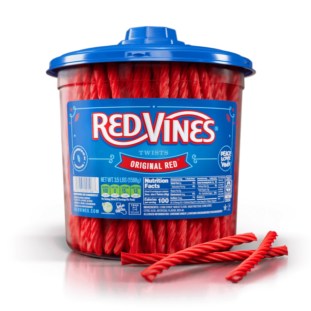 Red Vines Original Red Twists Licorice Candy, 3.5 lb Party Size Jar, Classic Red Candy Twists