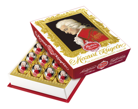 Reber Mozart Barock Chocolate Assortment, 400g (14.1 oz), 20 Pieces, Premium German Chocolate and Marzipan Confections, Gift Box