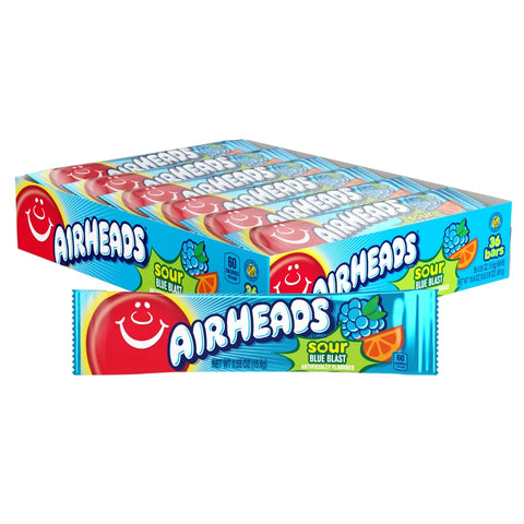 Airheads Candy Bars, 0.55 oz Singles, 36 Count, Assorted Fruit Flavors, Chewy Candy Bars, Bulk Candy