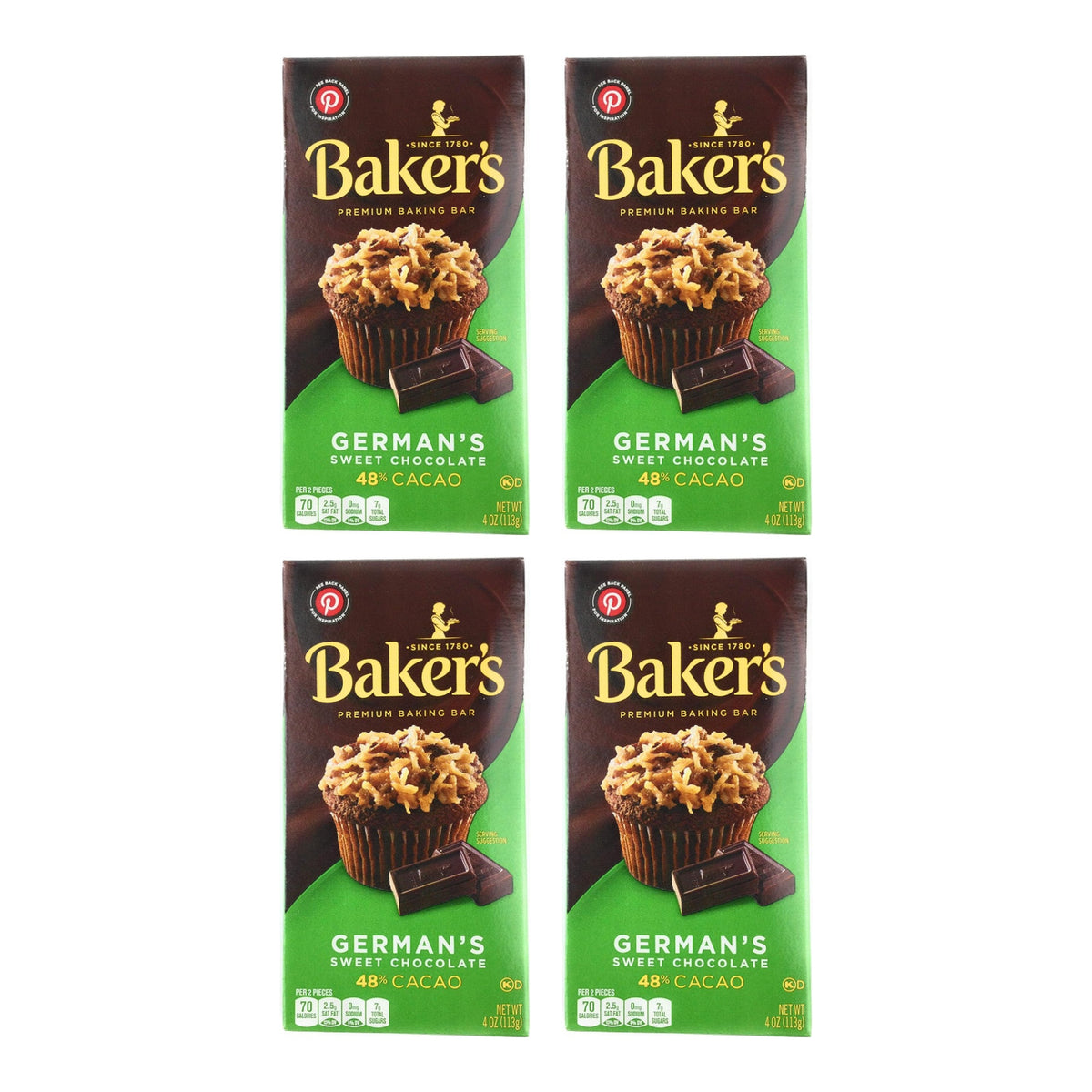 Baker’s Premium Baking Bar, chocolate dulce alemán, 48 % cacao, caja de 4 oz (paquete de 4)