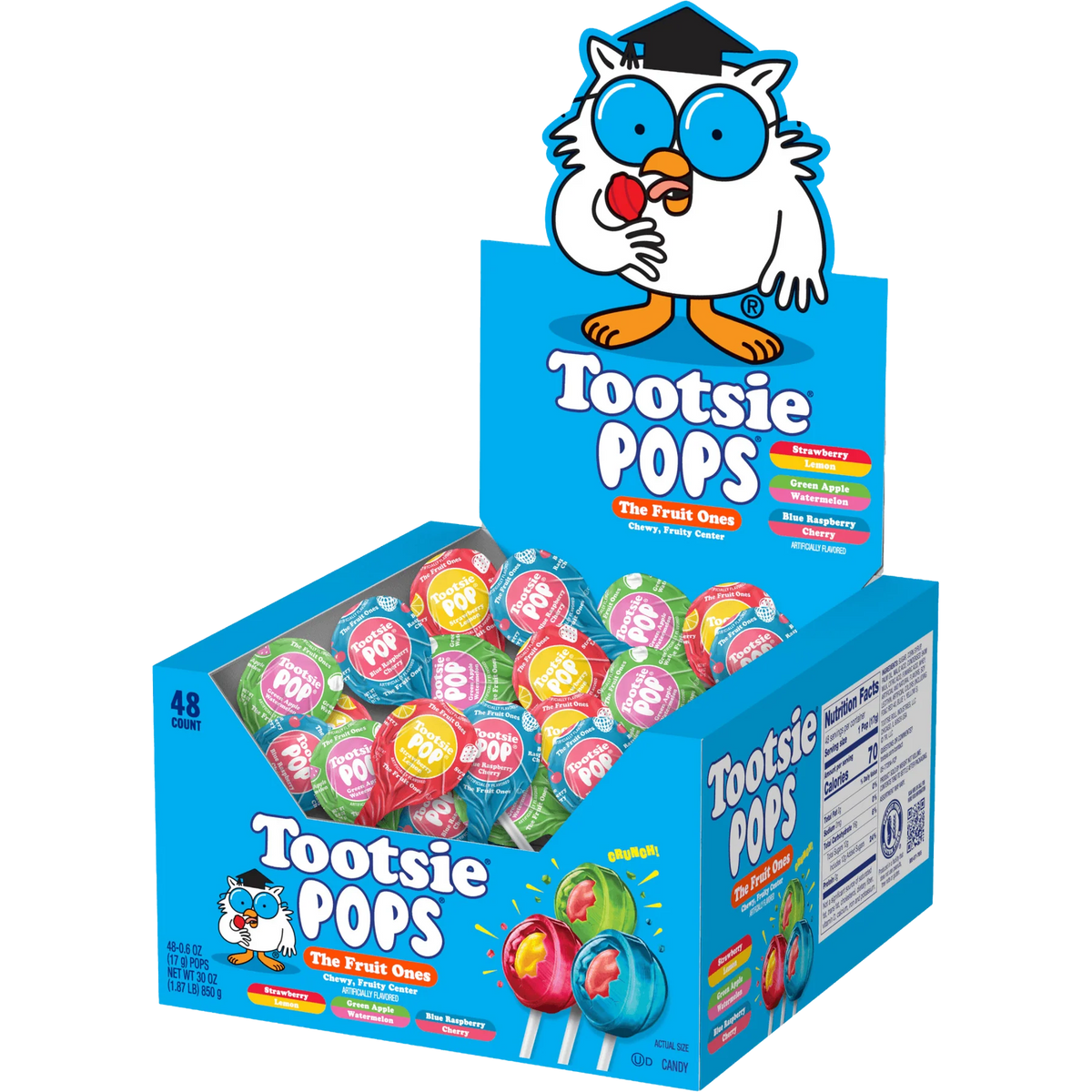 Tootsie Pops The Fruit Ones, Fruit Flavored Lollipops, Fruity Center, 48ct