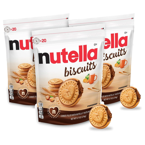 Ferrero Nutella Biscuits, 9.7 oz (276g), 3 Pack, Crispy Biscuits with Creamy Hazelnut Cocoa Filling