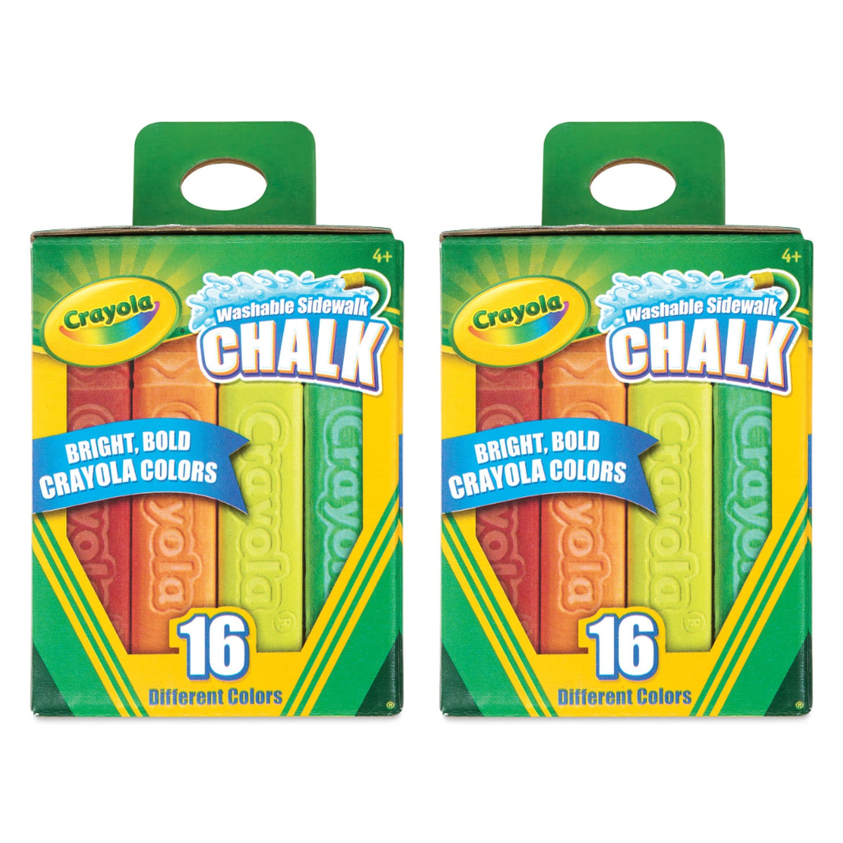 Tizas lavables para acera Crayola, paquete de 2 con 16 tizas, tizas coloridas para exteriores para niños, para dibujar en aceras y entradas de vehículos