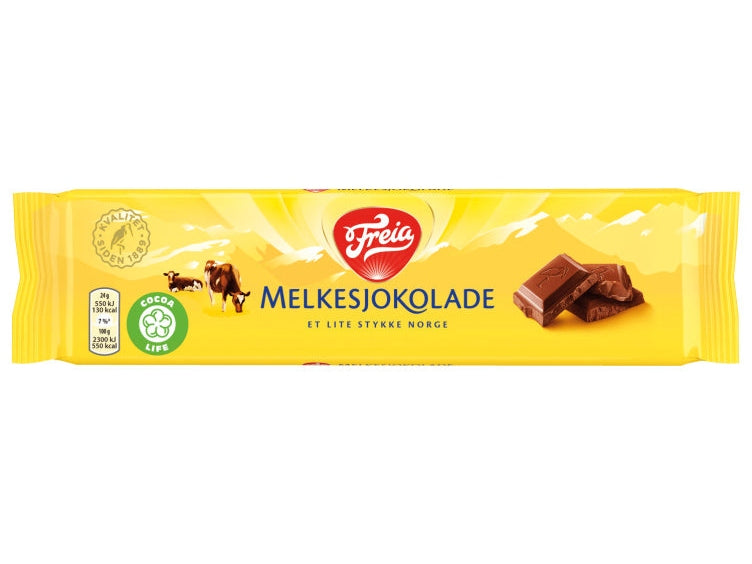 Freia Norwegian Milk Chocolate Bars, 2.12 oz, 60g, Individually Wrapped (12 Pack)