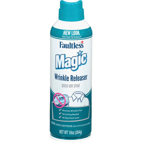 Faultless Magic Wrinkle Releaser Quick-Dry Spray, Removes Wrinkles Fast, No Ironing Needed, All-Day Fresh Scent, 10 oz Can