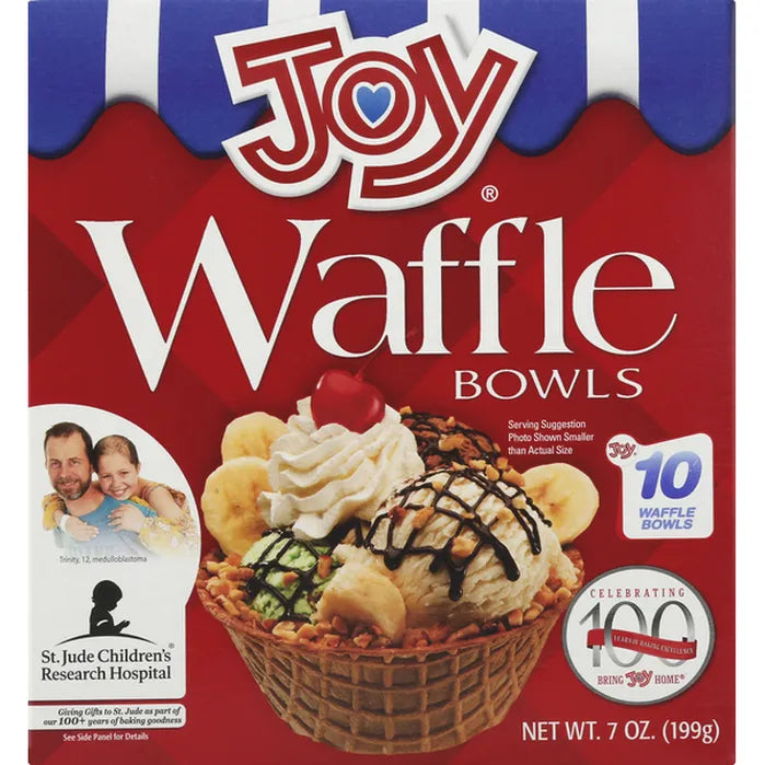 Joy Waffle Bowls, 7 oz, 10 Count, Crispy Edible Dessert Bowls, Ice Cream & Dessert Serving Bowls