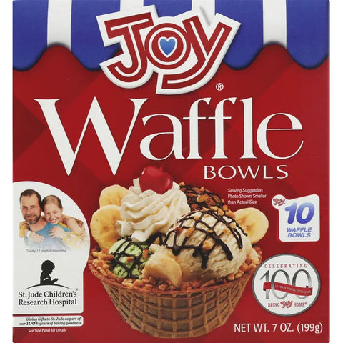 Joy Waffle Bowls, 7 oz, 10 Count, Crispy Edible Dessert Bowls, Ice Cream & Dessert Serving Bowls