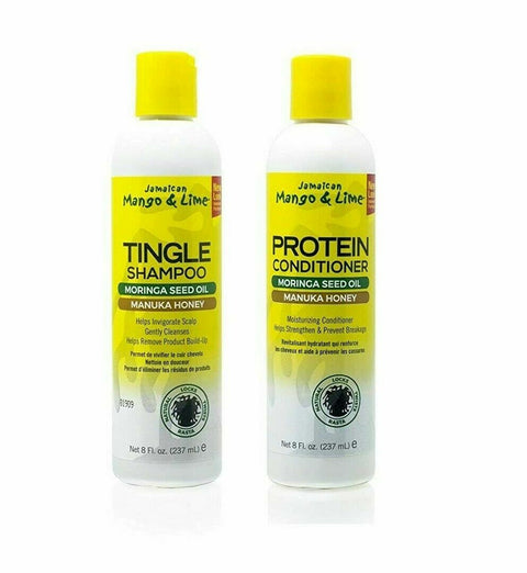 Jamaican Mango & Lime Tingle Shampoo and Protein Conditioner Set with Moringa Seed Oil & Manuka Honey, for Locks, Twists & Natural Hair, 8 fl oz Each (2 Piece)