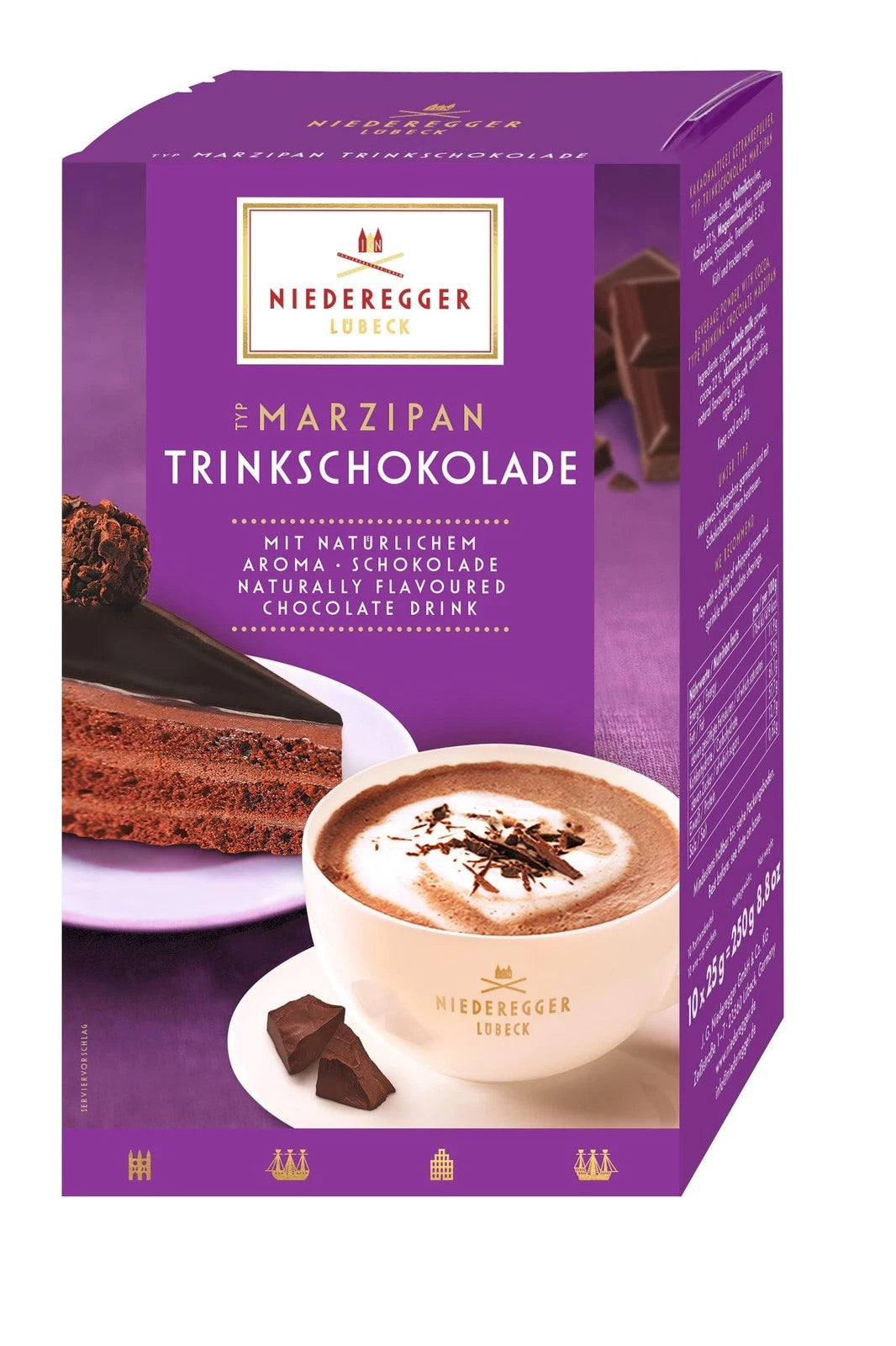 Niederegger Marzipan Hot Chocolate Mix, Naturally Flavored Drinking Chocolate, 10 Single-Serve Sachets x 25g, 250g (8.8 oz)