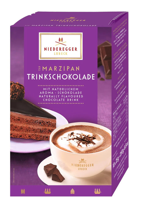 Niederegger Marzipan Hot Chocolate Mix, Naturally Flavored Drinking Chocolate, 10 Single-Serve Sachets x 25g, 250g (8.8 oz)